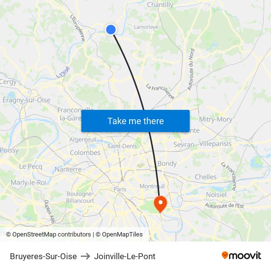 Bruyeres-Sur-Oise to Joinville-Le-Pont map