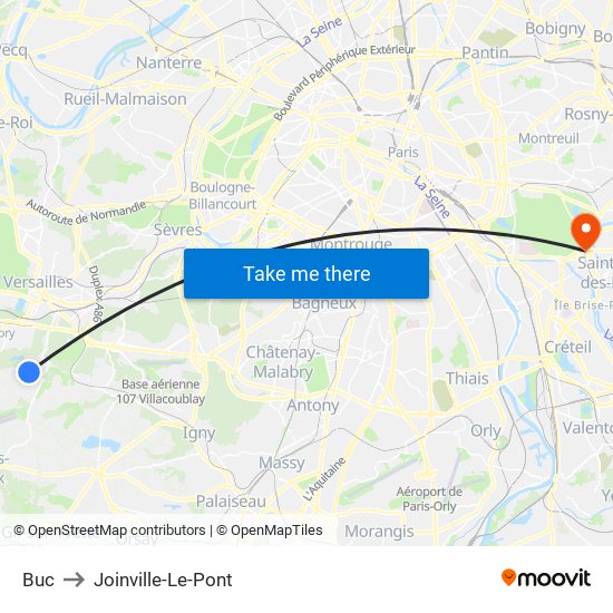 Buc to Joinville-Le-Pont map