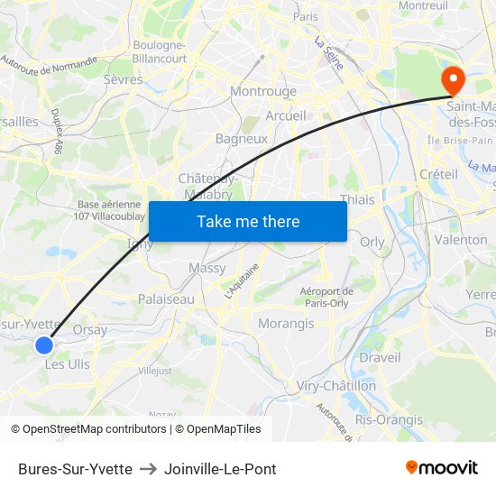 Bures-Sur-Yvette to Joinville-Le-Pont map