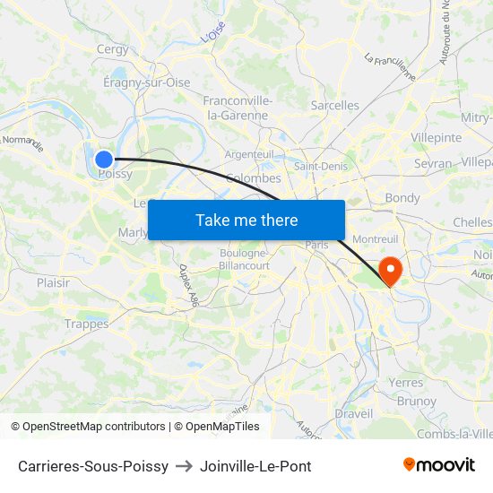 Carrieres-Sous-Poissy to Joinville-Le-Pont map