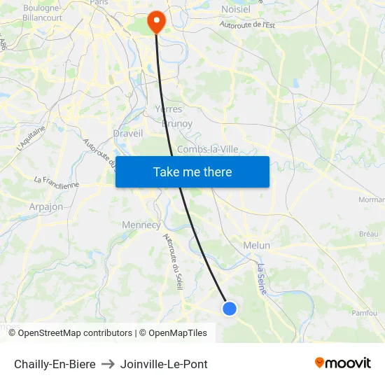 Chailly-En-Biere to Joinville-Le-Pont map