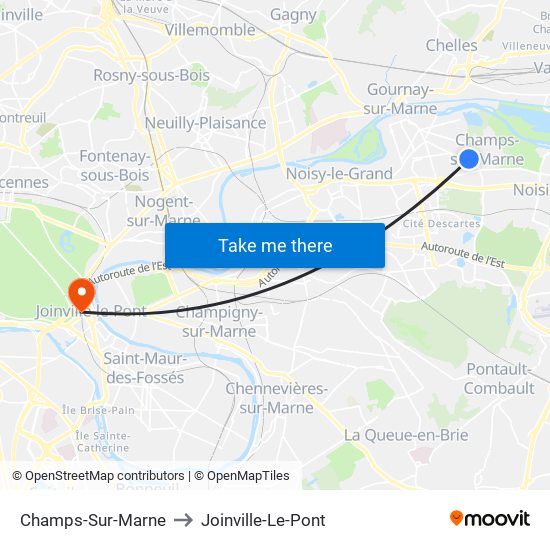 Champs-Sur-Marne to Joinville-Le-Pont map