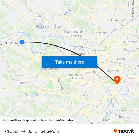 Chapet to Joinville-Le-Pont map