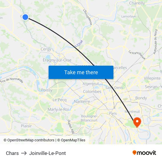 Chars to Joinville-Le-Pont map