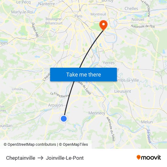 Cheptainville to Joinville-Le-Pont map