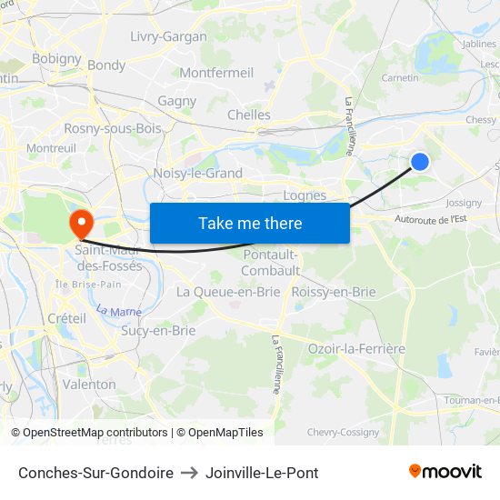 Conches-Sur-Gondoire to Joinville-Le-Pont map