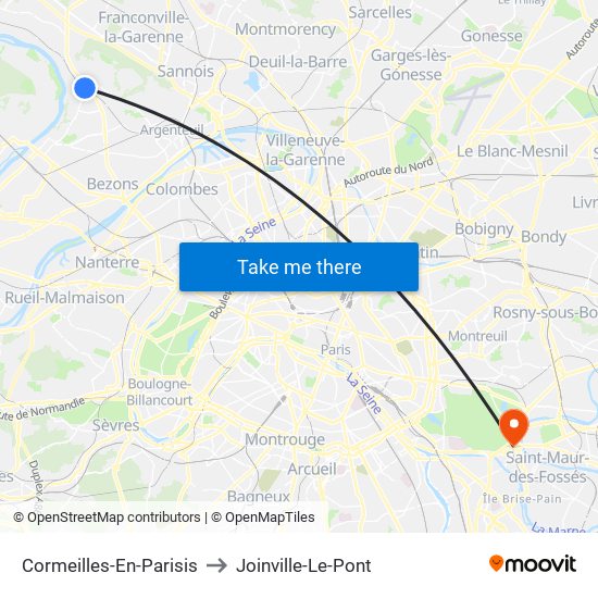 Cormeilles-En-Parisis to Joinville-Le-Pont map