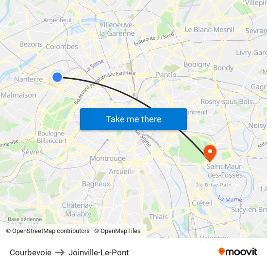 Courbevoie to Joinville-Le-Pont map