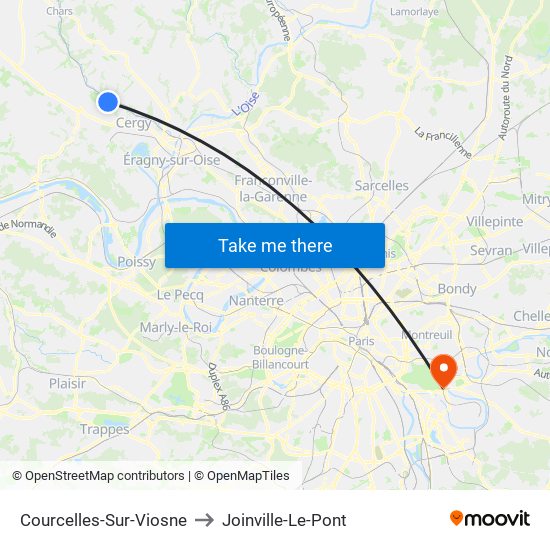 Courcelles-Sur-Viosne to Joinville-Le-Pont map