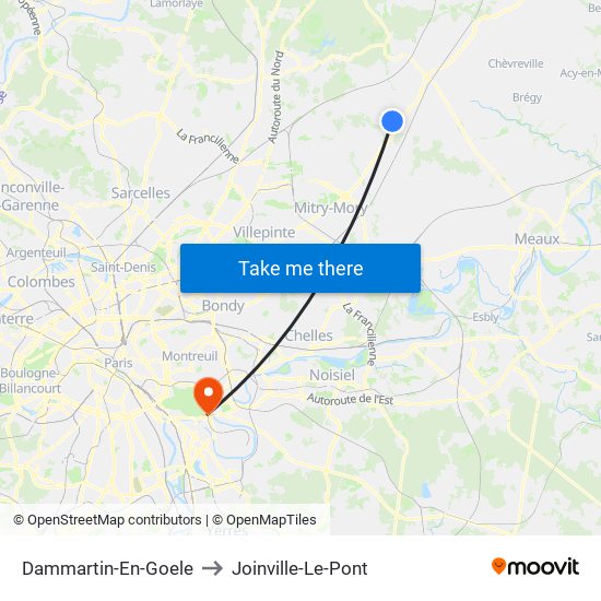 Dammartin-En-Goele to Joinville-Le-Pont map