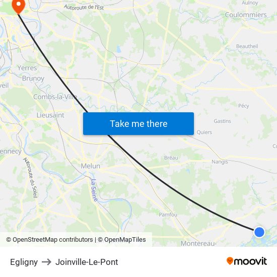 Egligny to Joinville-Le-Pont map