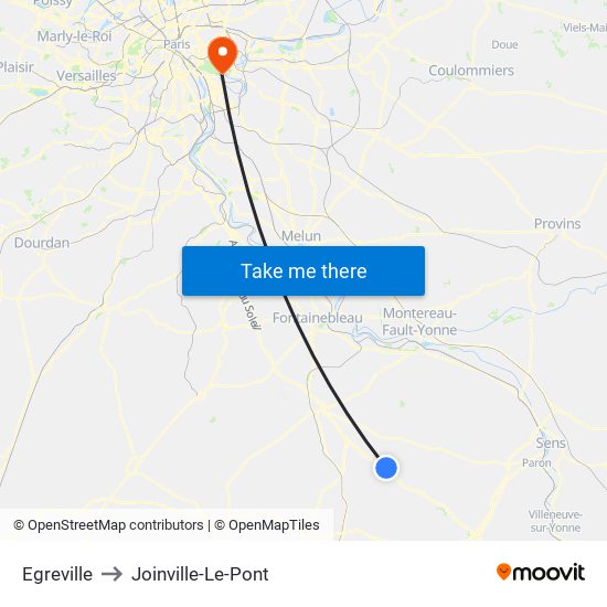 Egreville to Joinville-Le-Pont map