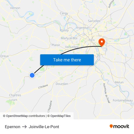 Epernon to Joinville-Le-Pont map