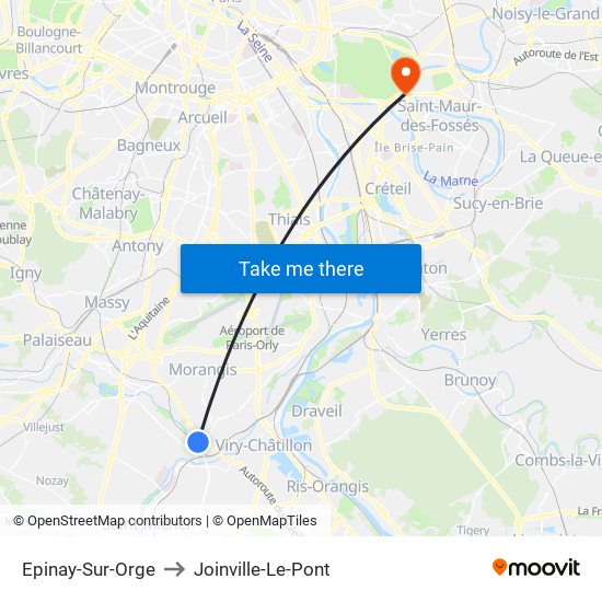 Epinay-Sur-Orge to Joinville-Le-Pont map