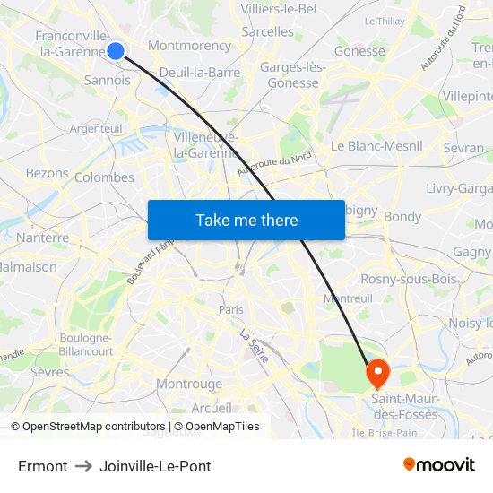 Ermont to Joinville-Le-Pont map