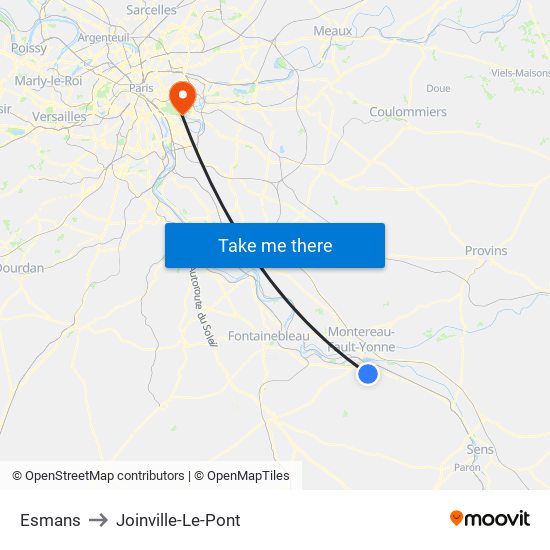 Esmans to Joinville-Le-Pont map