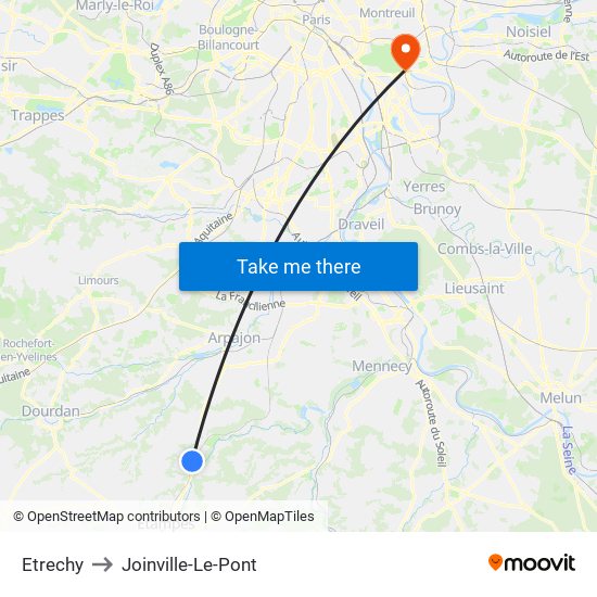 Etrechy to Joinville-Le-Pont map