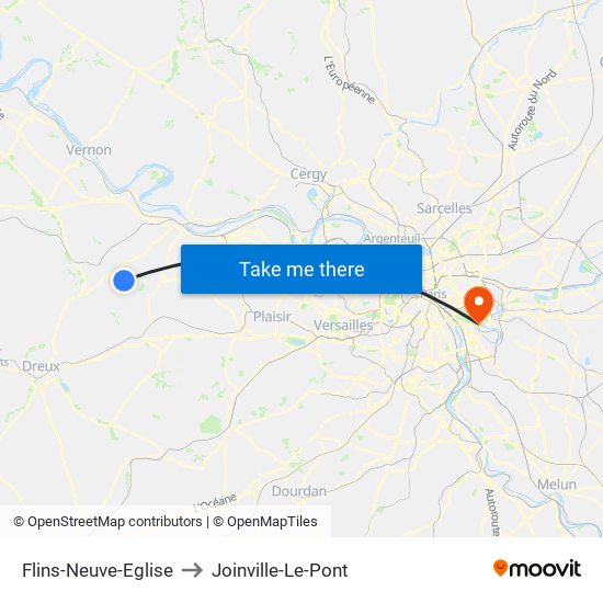 Flins-Neuve-Eglise to Joinville-Le-Pont map