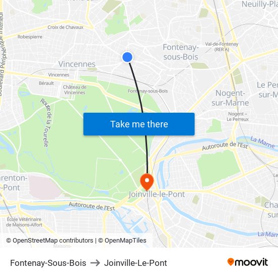 Fontenay-Sous-Bois to Joinville-Le-Pont map