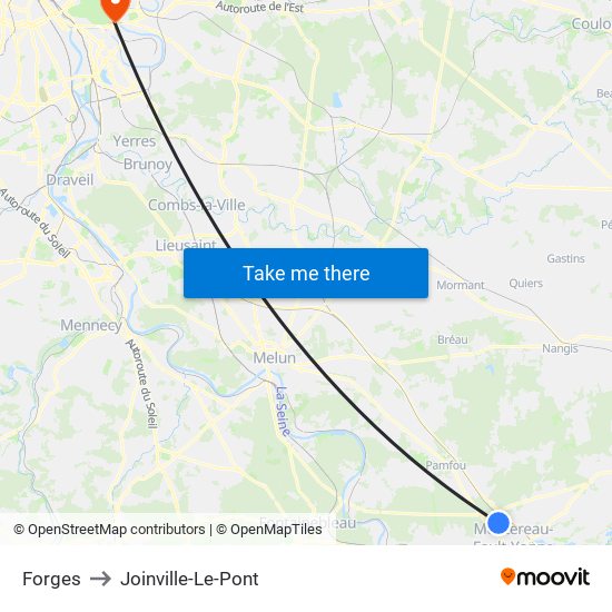 Forges to Joinville-Le-Pont map