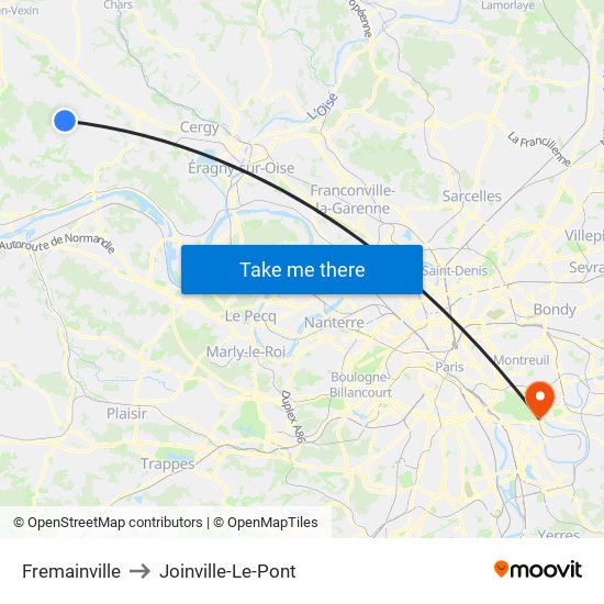 Fremainville to Joinville-Le-Pont map