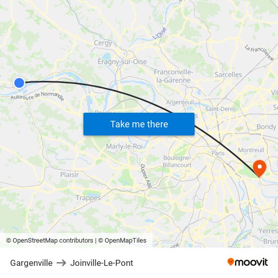 Gargenville to Joinville-Le-Pont map
