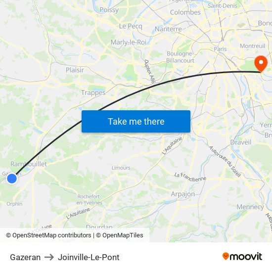 Gazeran to Joinville-Le-Pont map
