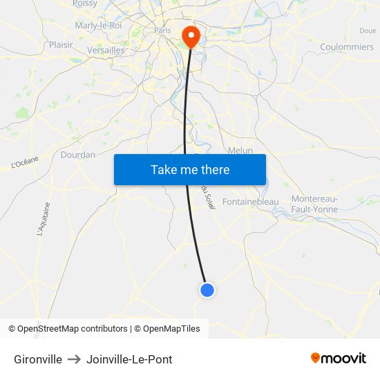Gironville to Joinville-Le-Pont map