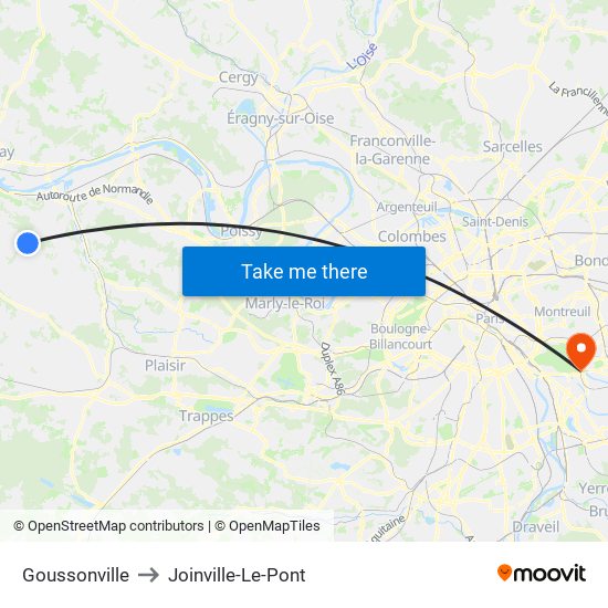 Goussonville to Joinville-Le-Pont map
