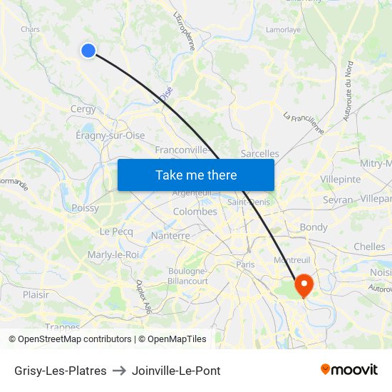 Grisy-Les-Platres to Joinville-Le-Pont map