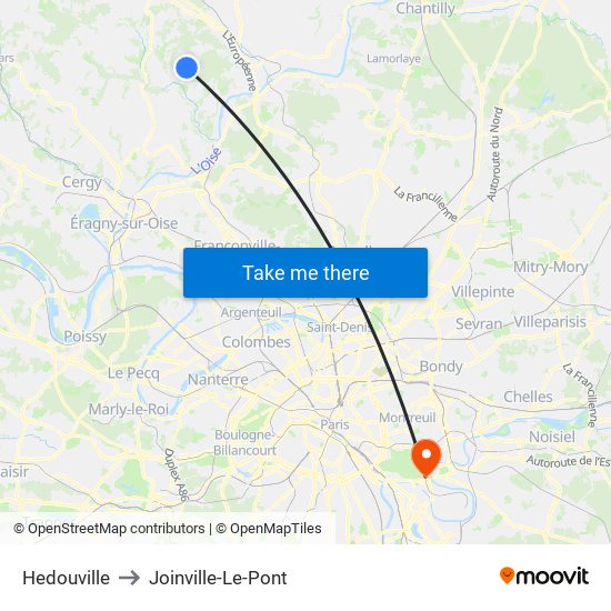 Hedouville to Joinville-Le-Pont map