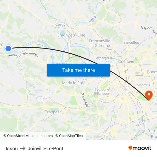 Issou to Joinville-Le-Pont map