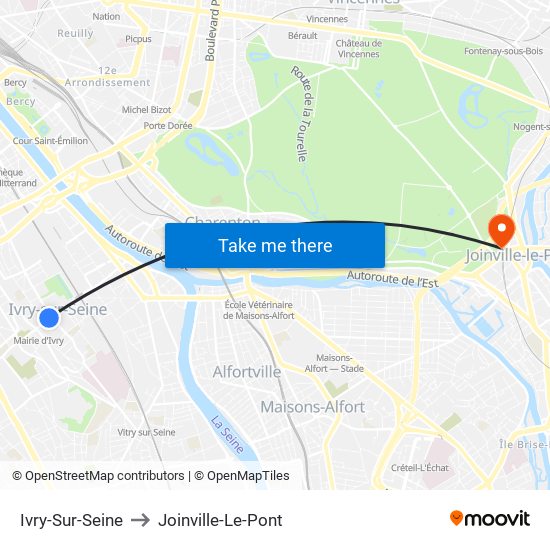 Ivry-Sur-Seine to Joinville-Le-Pont map