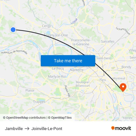 Jambville to Joinville-Le-Pont map