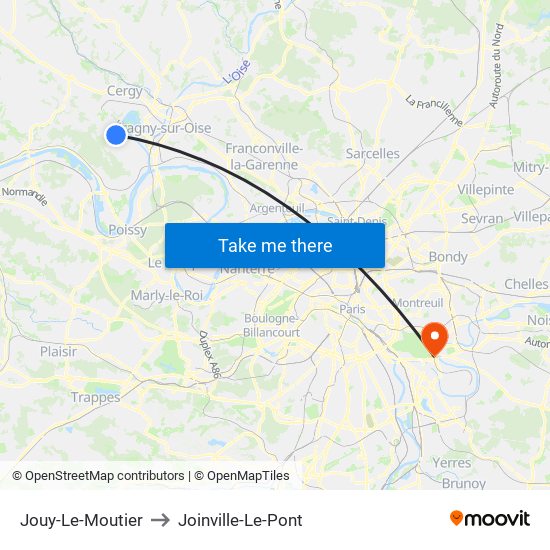 Jouy-Le-Moutier to Joinville-Le-Pont map