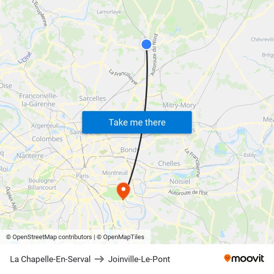 La Chapelle-En-Serval to Joinville-Le-Pont map