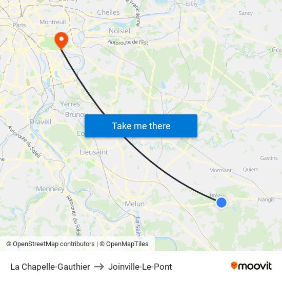 La Chapelle-Gauthier to Joinville-Le-Pont map