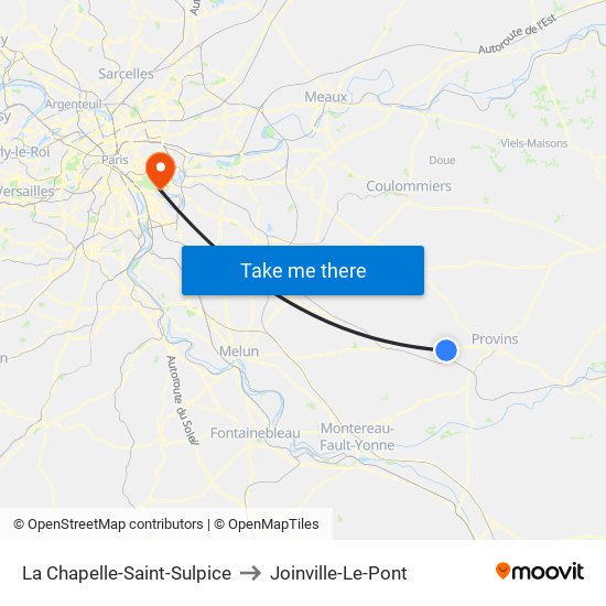 La Chapelle-Saint-Sulpice to Joinville-Le-Pont map