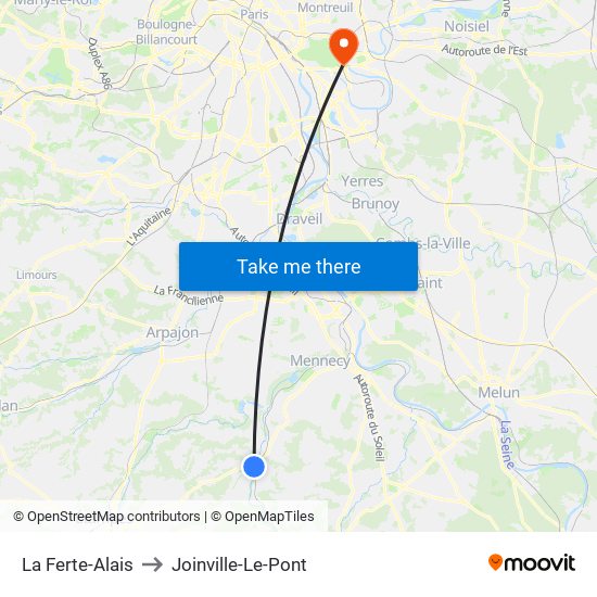 La Ferte-Alais to Joinville-Le-Pont map