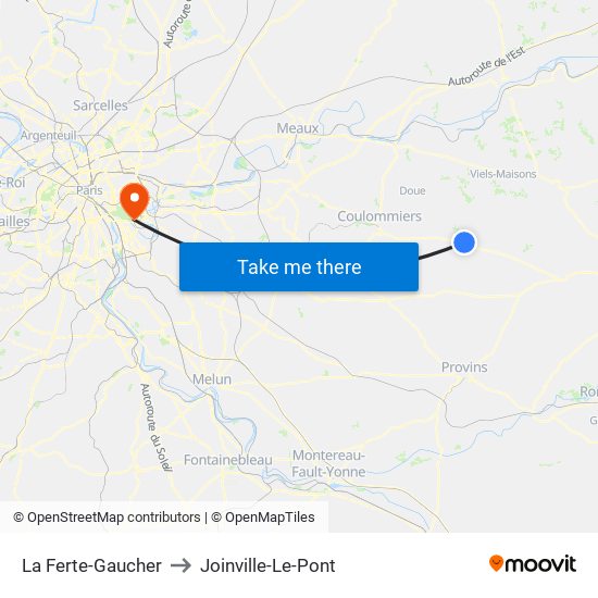 La Ferte-Gaucher to Joinville-Le-Pont map