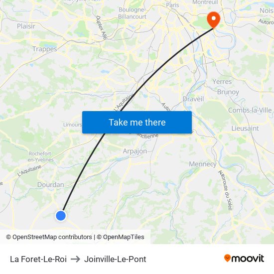La Foret-Le-Roi to Joinville-Le-Pont map