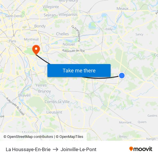 La Houssaye-En-Brie to Joinville-Le-Pont map