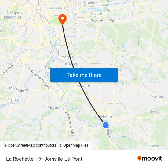 La Rochette to Joinville-Le-Pont map