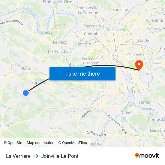 La Verriere to Joinville-Le-Pont map