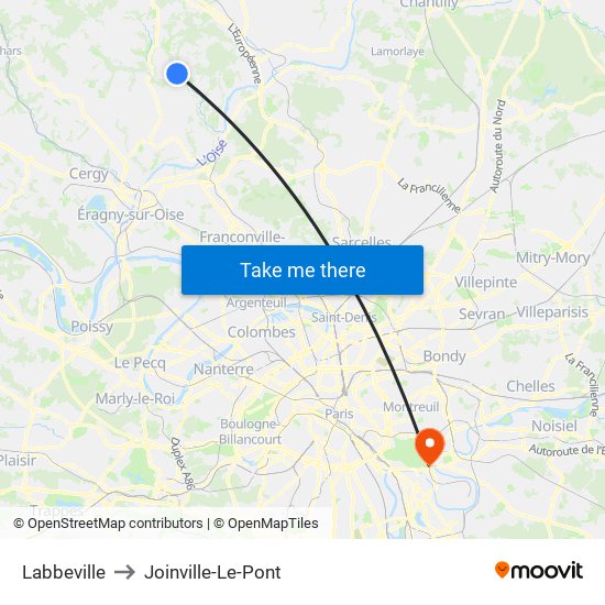 Labbeville to Joinville-Le-Pont map