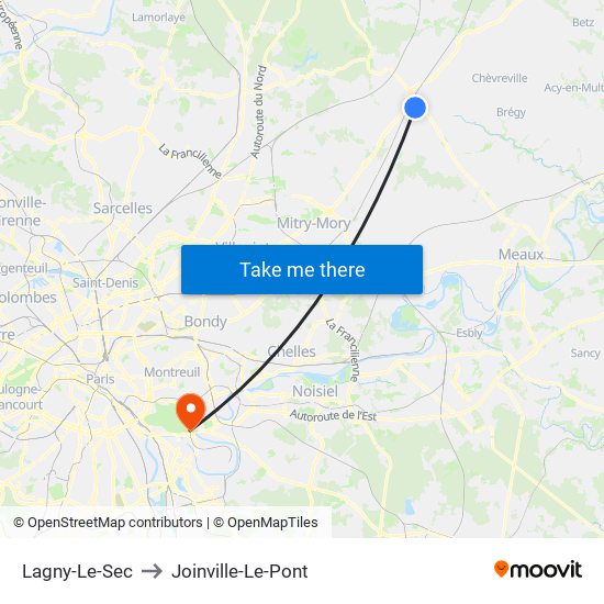 Lagny-Le-Sec to Joinville-Le-Pont map