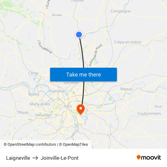 Laigneville to Joinville-Le-Pont map
