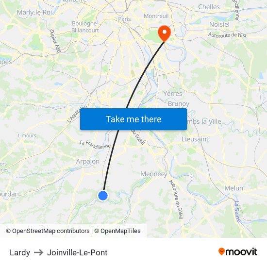 Lardy to Joinville-Le-Pont map
