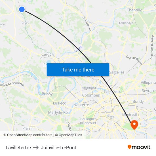 Lavilletertre to Joinville-Le-Pont map