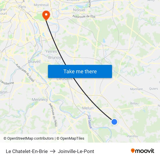 Le Chatelet-En-Brie to Joinville-Le-Pont map